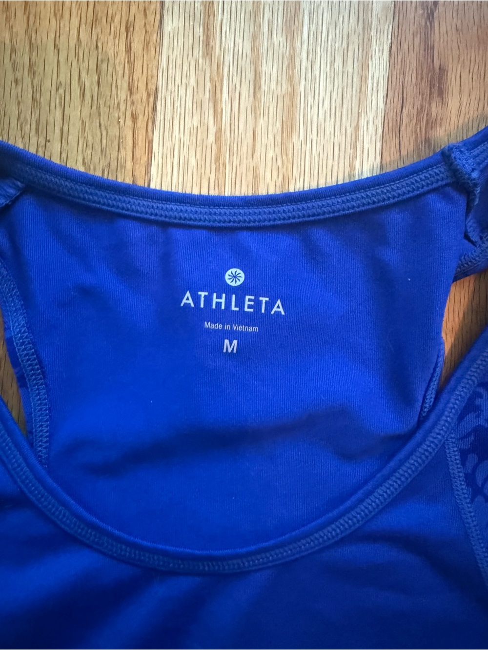 Athleta Blue Racerback Tank with Patterned Side Panels - Picture 3 of 4
